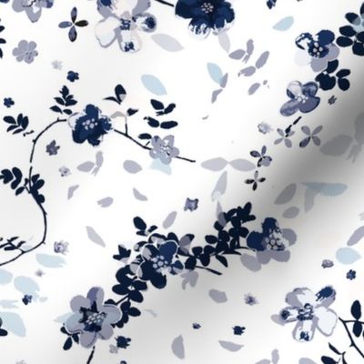 Indigo Blue Clematis Floral Pattern