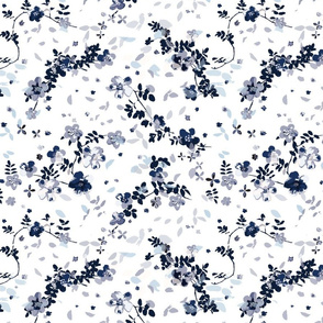 Indigo Blue Clematis Floral Pattern