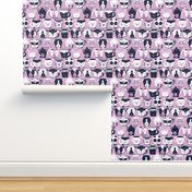 Small scale // Cuddly Tea Time // white navy & light orchid pink animal mugs