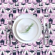 Small scale // Cuddly Tea Time // white navy & light orchid pink animal mugs