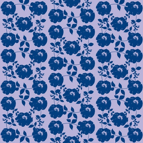 Flower pattern with leaves, navy blue and lavender