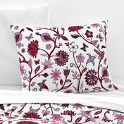 Fantasy Indian floral - red on white