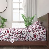 Fantasy Indian floral - red on white