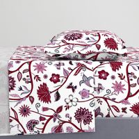 Fantasy Indian floral - red on white