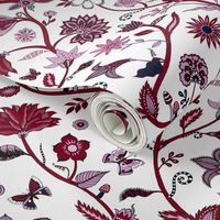 Fantasy Indian floral - red on white