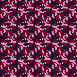 ribbon twist orchid and navy on red