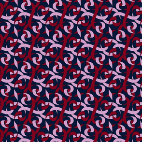 ribbon twist orchid and red on navy
