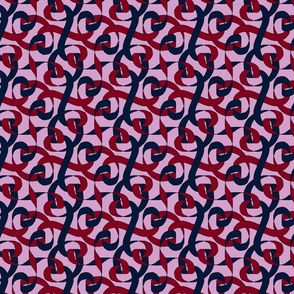 ribbon twist red and navy on orchid