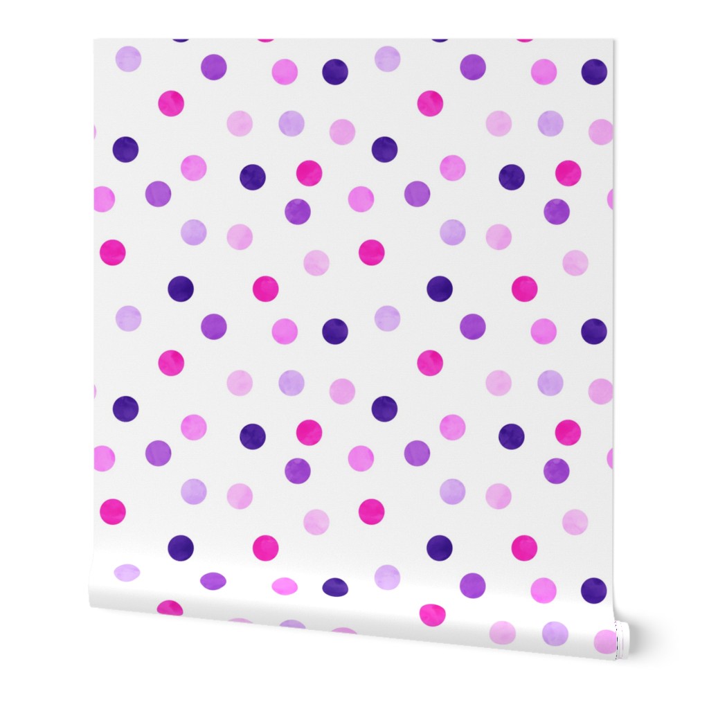 1.5" polka dots - scatter pink and purple