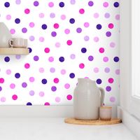 1.5" polka dots - scatter pink and purple