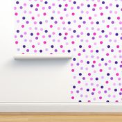 1.5" polka dots - scatter pink and purple