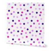 1.5" polka dots - scatter pink and purple