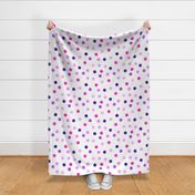 1.5" polka dots - scatter pink and purple