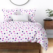 1.5" polka dots - scatter pink and purple