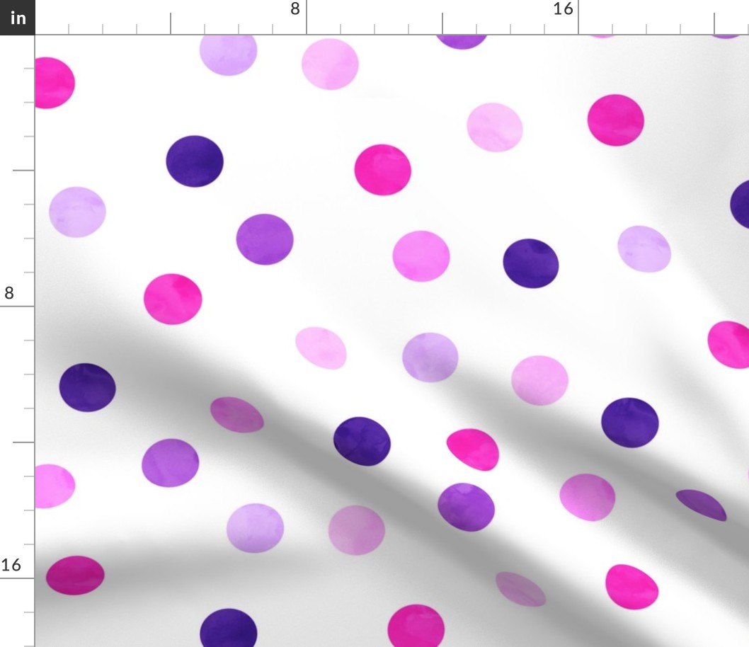 1.5" polka dots - scatter pink and purple