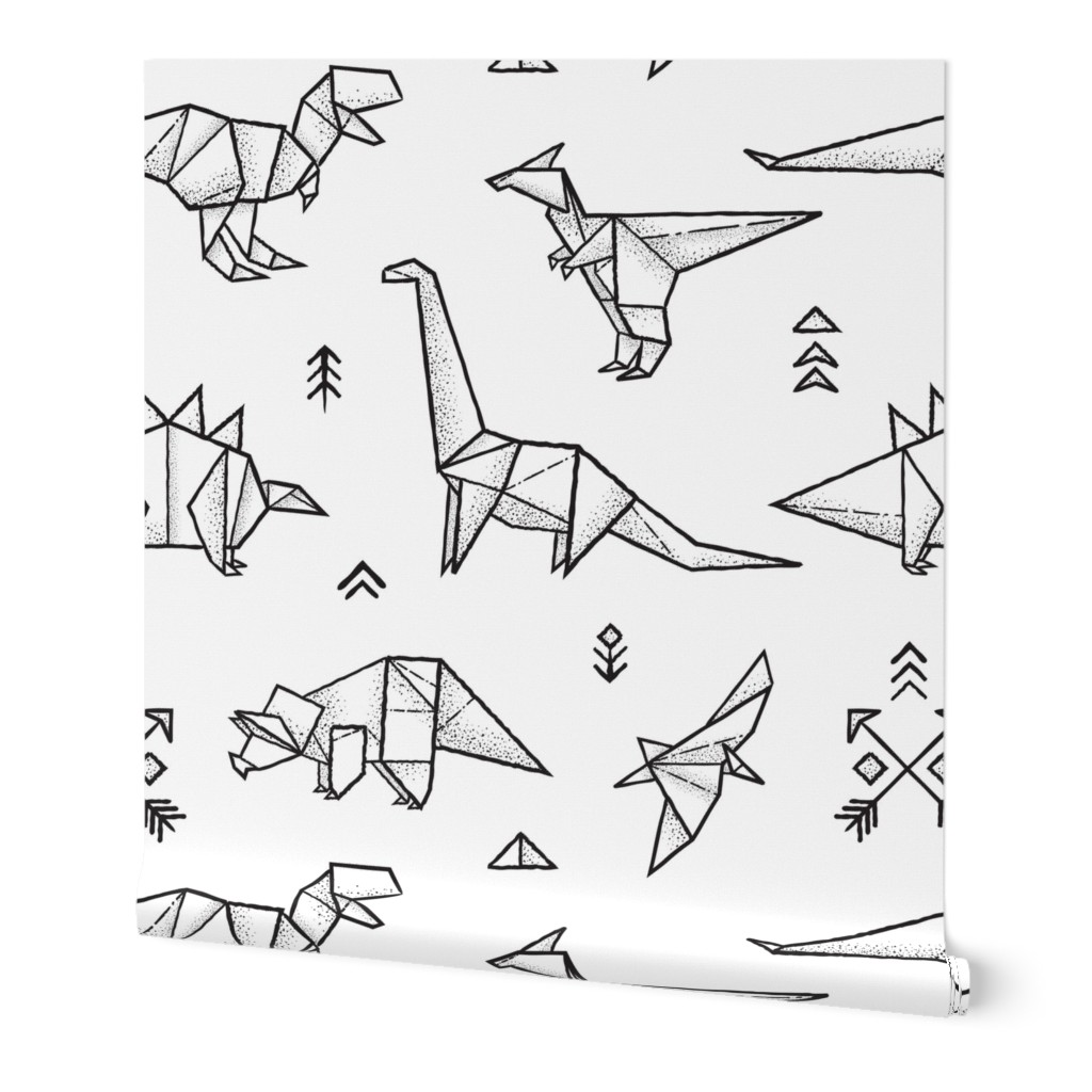 Origami dinosaurs coloring print