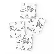 Origami dinosaurs coloring print