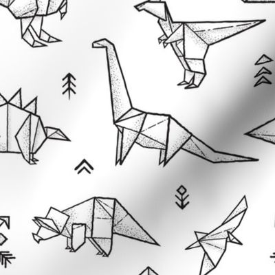 Origami dinosaurs coloring print
