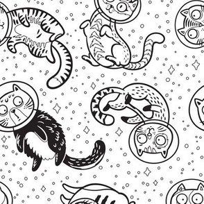 Crazy galaxy cats coloring print