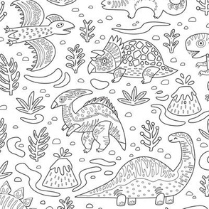 Dino friends coloring print