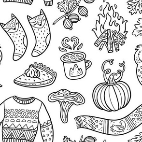 Cozy autumn coloring print