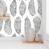 Ethnic feathers coloring print