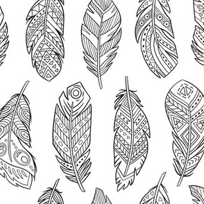 Ethnic feathers coloring print