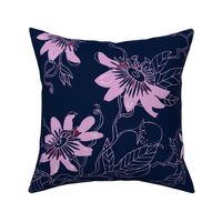 Passionflowers in Navy, Large