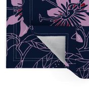 Passionflowers in Navy, Large