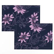 Passionflowers in Navy, Large