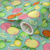 Citrus Fruit Teal Large