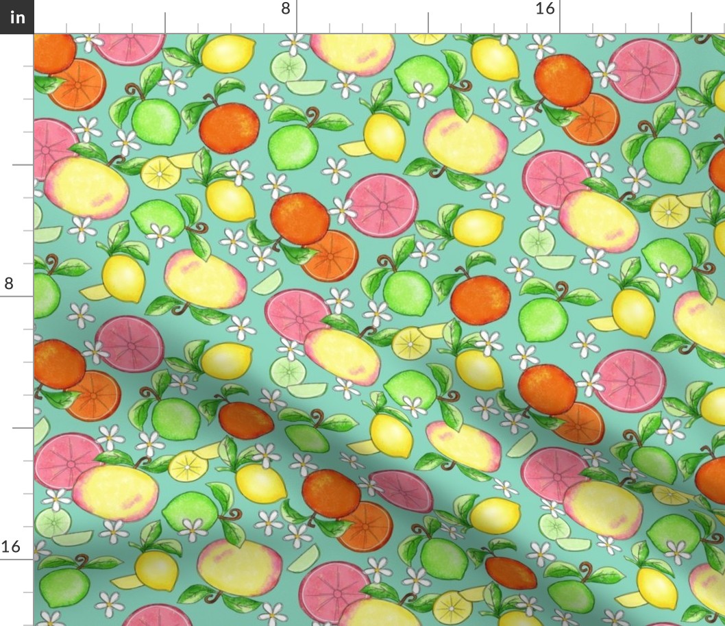 Citrus Fruit Teal Large