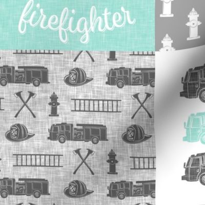 future firefighter wholecloth - patchwork aqua