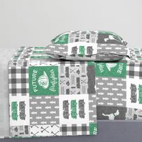 future firefighter patchwork fabric - plaid -  green