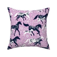 Unicorn Floral - navy & orchid