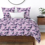 Unicorn Floral - navy & orchid