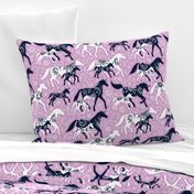 Unicorn Floral - navy & orchid