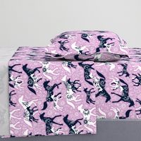 Unicorn Floral - navy & orchid