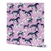 Unicorn Floral - navy & orchid