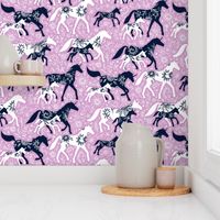 Unicorn Floral - navy & orchid