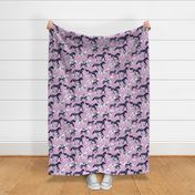 Unicorn Floral - navy & orchid