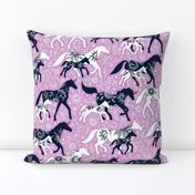 Unicorn Floral - navy & orchid