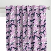 Unicorn Floral - navy & orchid