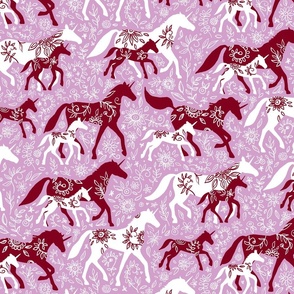 Unicorn Floral - burgundy & orchid