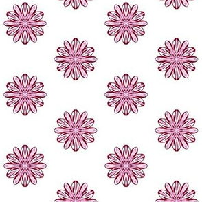 Bonny Burgundy Blossoms on  White - Small Scale