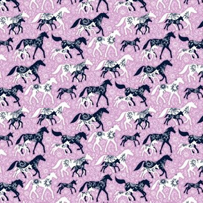 Extra tiny Unicorn Floral - navy & orchid