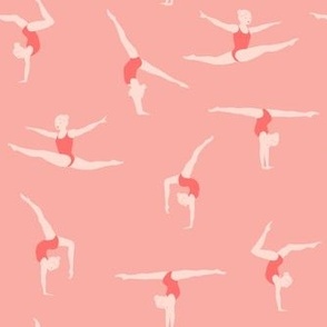 The gymnasts in pink