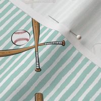 baseball bats on stripes (dark mint)