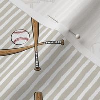 baseball bats on stripes (tan)
