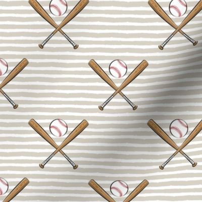 baseball bats on stripes (tan)